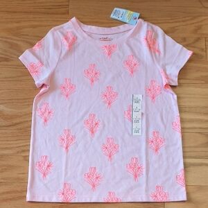 Cat & Jack Light Pink Floral Kids Tee Size L 10/12 NWT